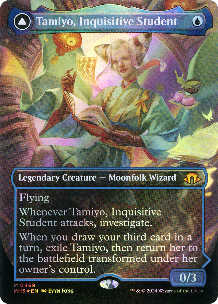 Tamiyo, Inquisitive Student // Tamiyo, Seasoned Scholar (Borderless) (Textured Foil) [Modern Horizons 3] | Silver Goblin