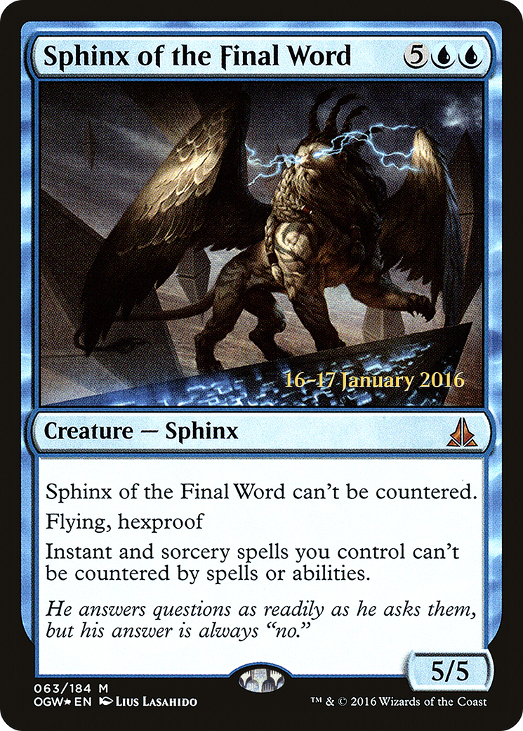 Sphinx of the Final Word [Oath of the Gatewatch Prerelease Promos] | Silver Goblin