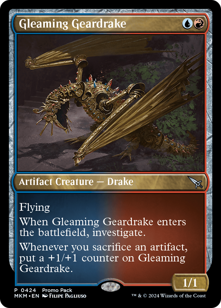 Gleaming Geardrake (Promo Pack) [Murders at Karlov Manor Promos] | Silver Goblin