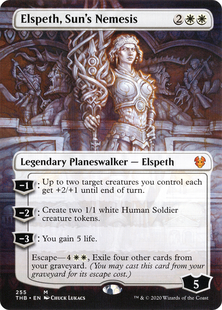 Elspeth, Sun's Nemesis (Borderless) [Theros Beyond Death] | Silver Goblin