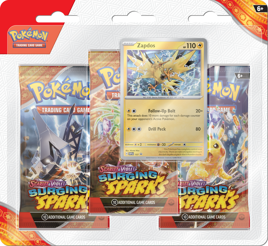 Pokémon TCG: Scarlet & Violet - Surging Sparks 3 Pack Blister | Silver Goblin