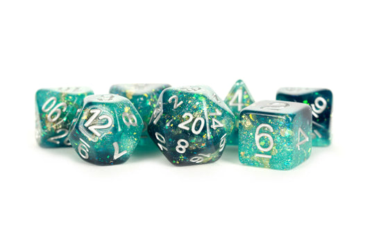 FanRoll Eternal Teal/Black Resin Poly Dice Set