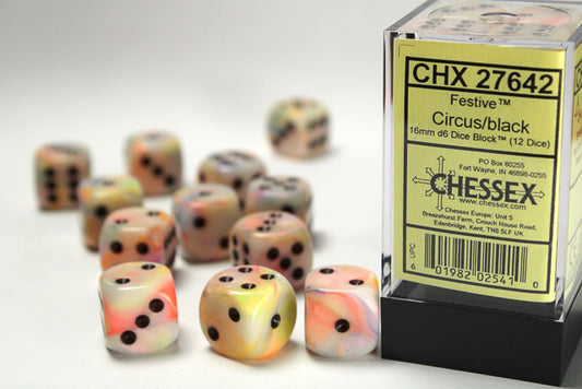 Chessex Festive Circus/Black 12d6 16mm