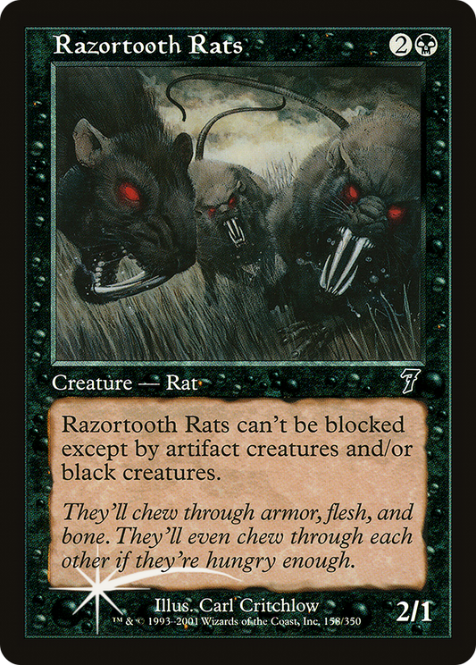 Razortooth Rats (158) Foil - Seventh Edition