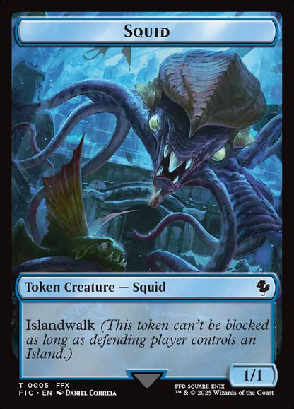 Spirit // Squid Double-Sided Token (3 // 5) - Commander: FINAL FANTASY