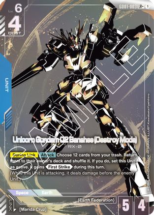 Unicorn Gundam 02 Banshee (Destroy Mode) (LR+) (GD01-003) Holofoil - Newtype Rising