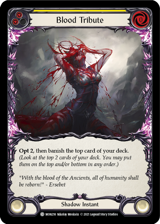 Blood Tribute (Yellow) [MON216] (Monarch)  1st Edition Normal | Silver Goblin