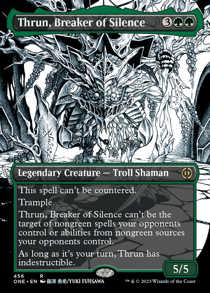 Thrun, Breaker of Silence (Borderless Manga Step-and-Compleat Foil) [Phyrexia: All Will Be One] | Silver Goblin