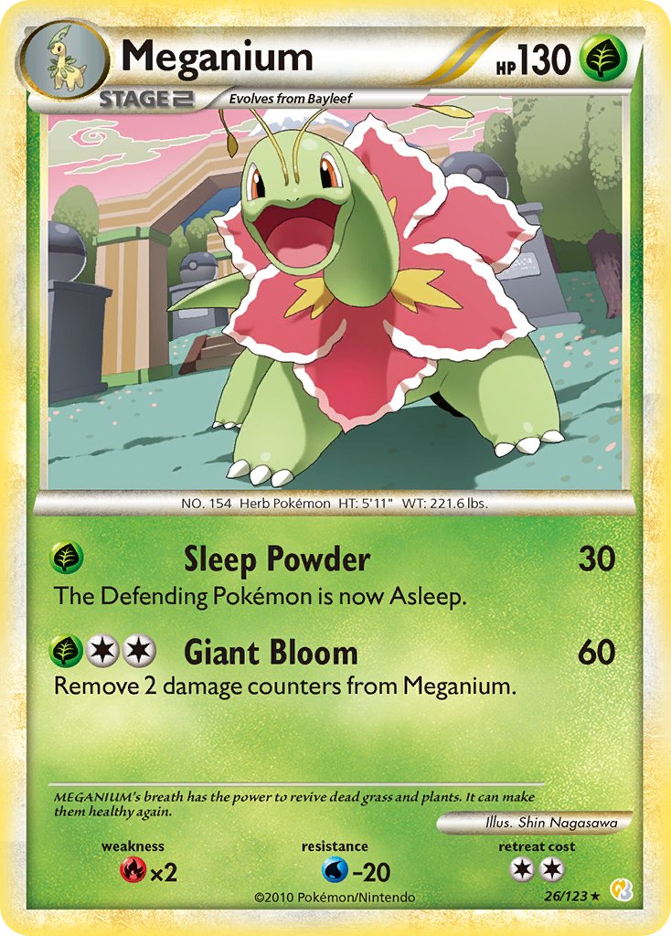 Meganium (26/123) (Theme Deck Exclusive) [HeartGold & SoulSilver: Base Set] | Silver Goblin