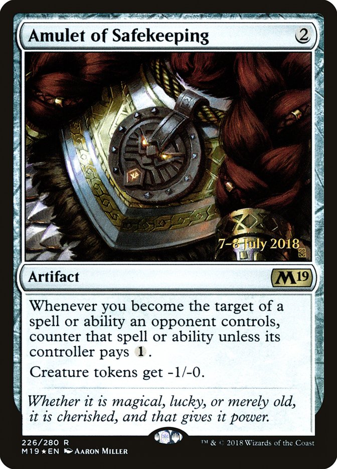 Amulet of Safekeeping [Core Set 2019 Prerelease Promos] | Silver Goblin