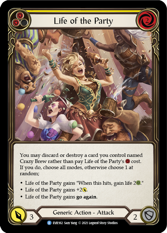 Life of the Party (Yellow) [EVR162] (Everfest)  1st Edition Rainbow Foil | Silver Goblin