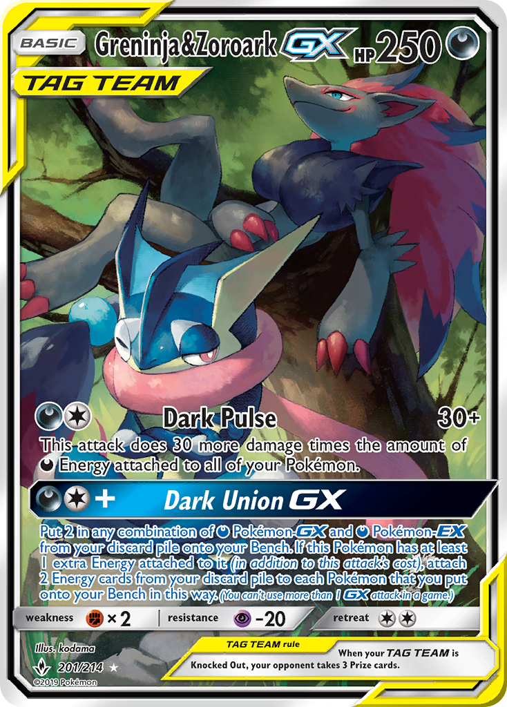 Greninja & Zoroark GX (201/214) [Sun & Moon: Unbroken Bonds] | Silver Goblin