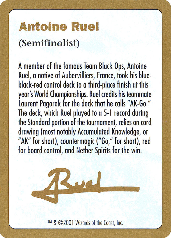 Antoine Ruel Bio [World Championship Decks 2001] | Silver Goblin