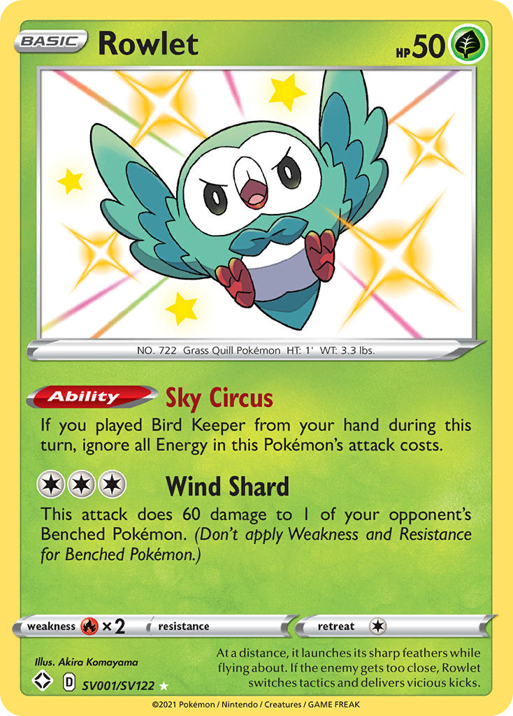 Rowlet (SV001/SV122) [Sword & Shield: Shining Fates] | Silver Goblin