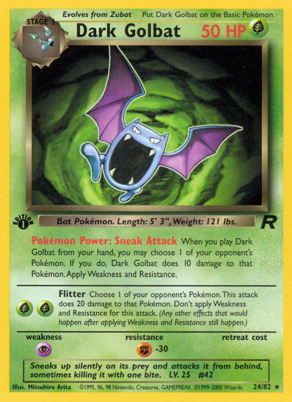 Dark Golbat (24/82) [Team Rocket 1st Edition] | Silver Goblin