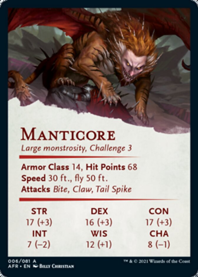 Manticore Art Card [Dungeons & Dragons: Adventures in the Forgotten Realms Art Series] | Silver Goblin