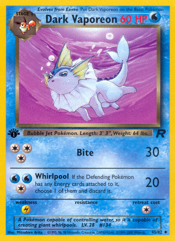 Dark Vaporeon (45/82) [Team Rocket 1st Edition] | Silver Goblin