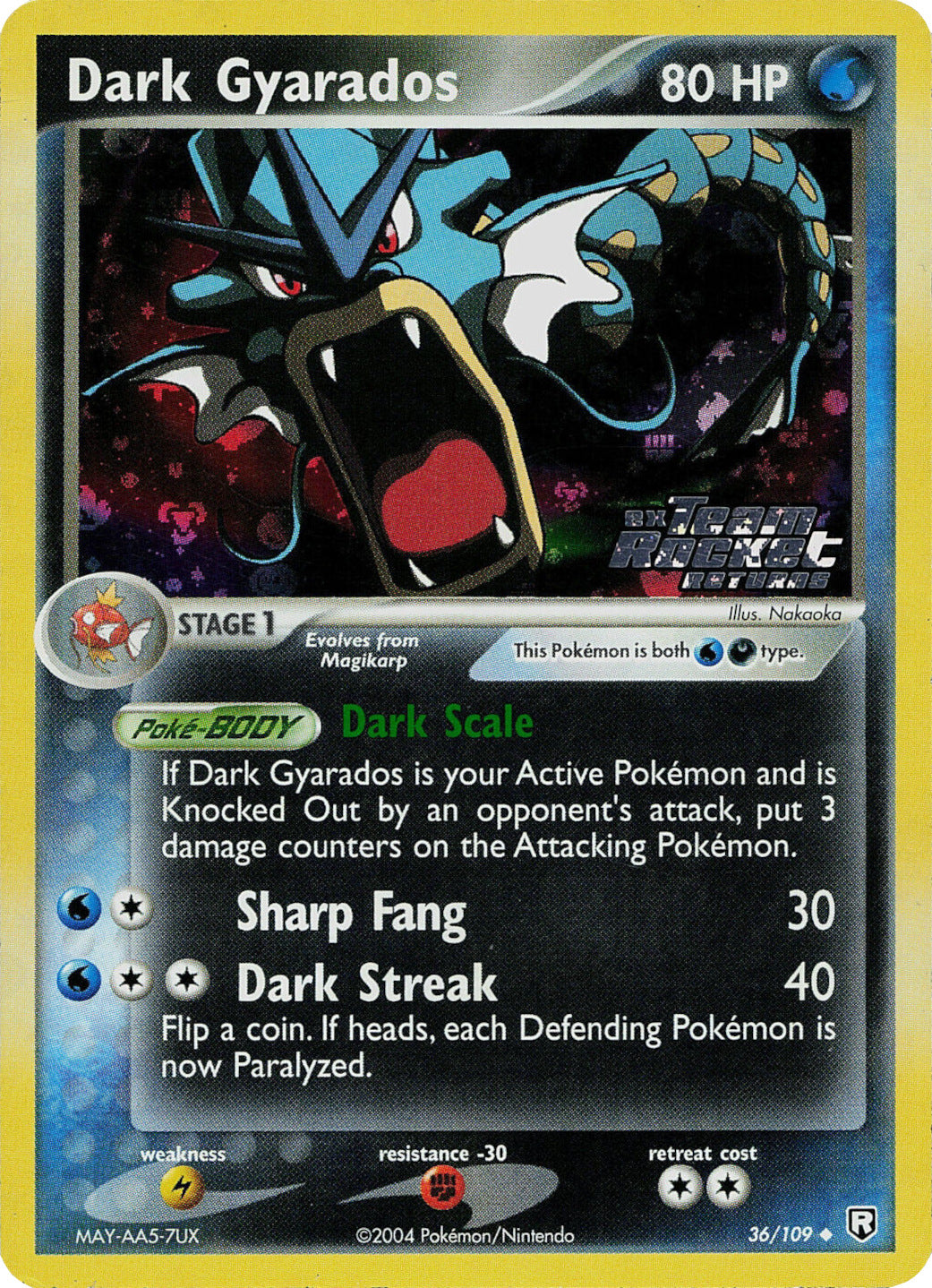 Dark Gyarados (36/109) (Stamped) [EX: Team Rocket Returns] | Silver Goblin