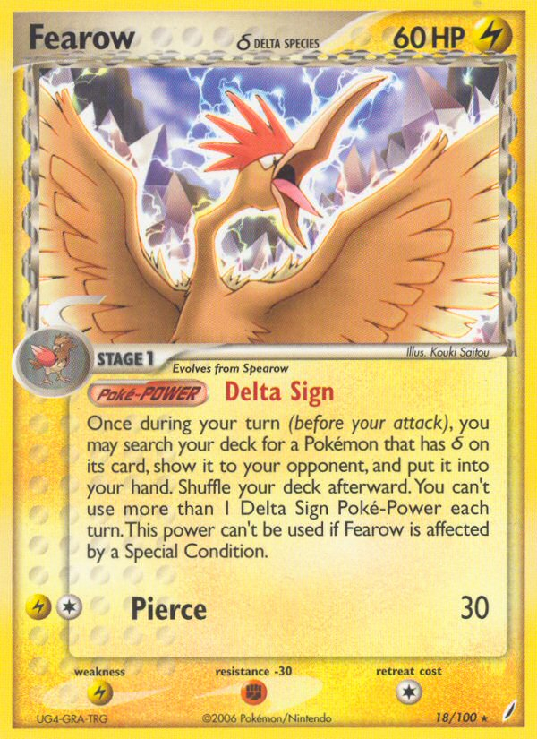 Fearow (18/100) (Delta Species) [EX: Crystal Guardians] | Silver Goblin