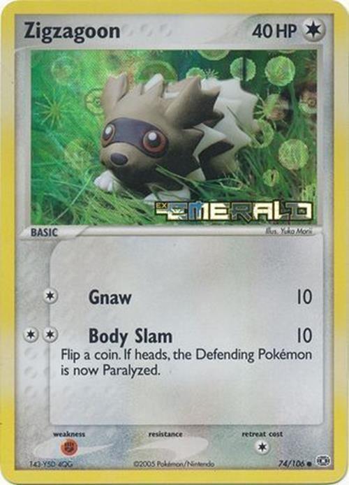 Zigzagoon (74/106) (Stamped) [EX: Emerald] | Silver Goblin