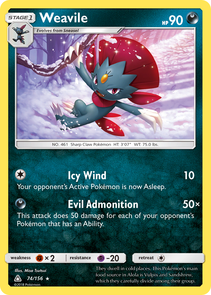 Weavile (74/156) [Sun & Moon: Ultra Prism] | Silver Goblin