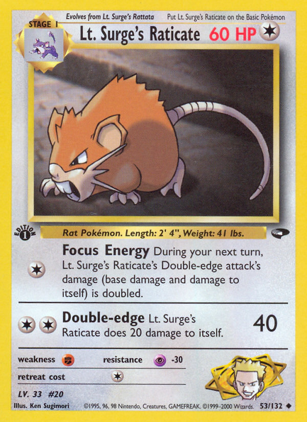 Lt. Surge's Raticate (53/132) [Gym Challenge 1st Edition] | Silver Goblin