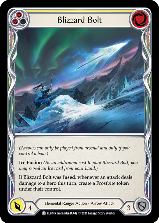 Blizzard Bolt (Yellow) [ELE045] (Tales of Aria)  1st Edition Rainbow Foil | Silver Goblin