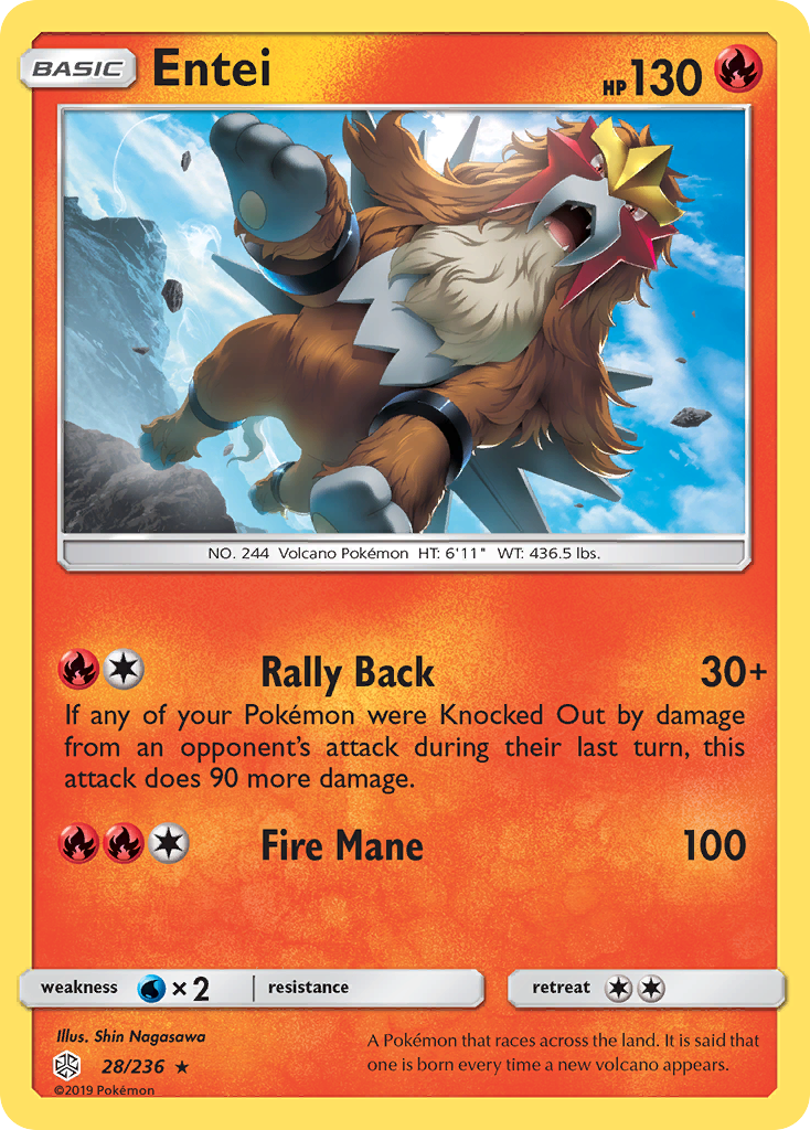 Entei (28/236) [Sun & Moon: Cosmic Eclipse] | Silver Goblin