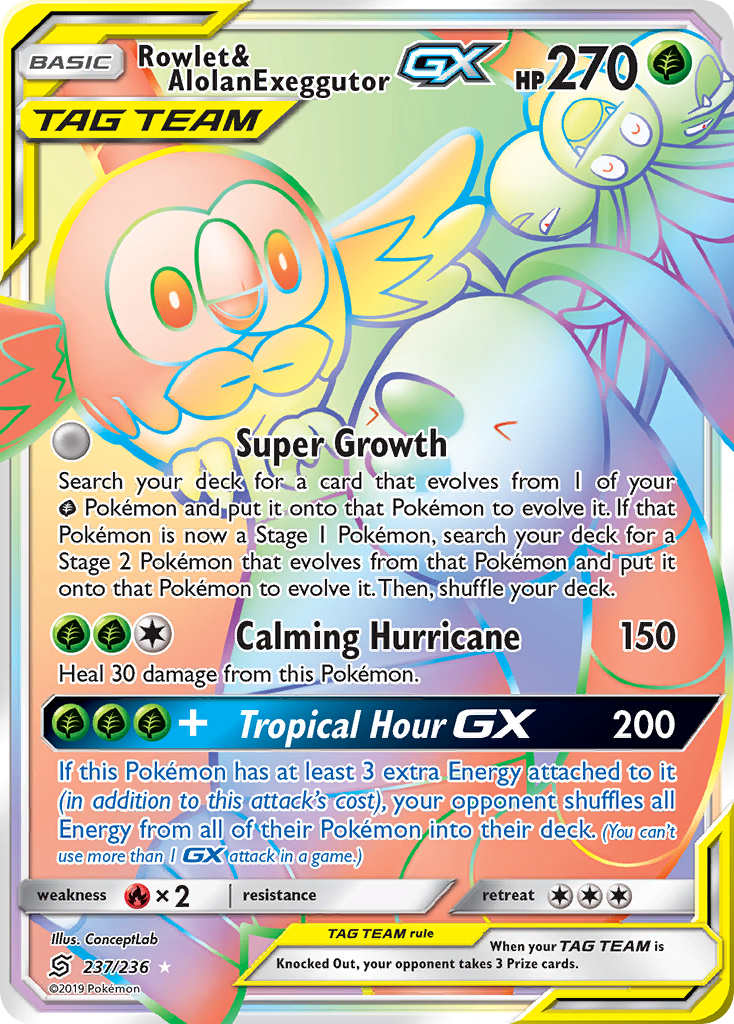 Rowlet & Alolan Exeggutor GX (237/236) [Sun & Moon: Unified Minds] | Silver Goblin