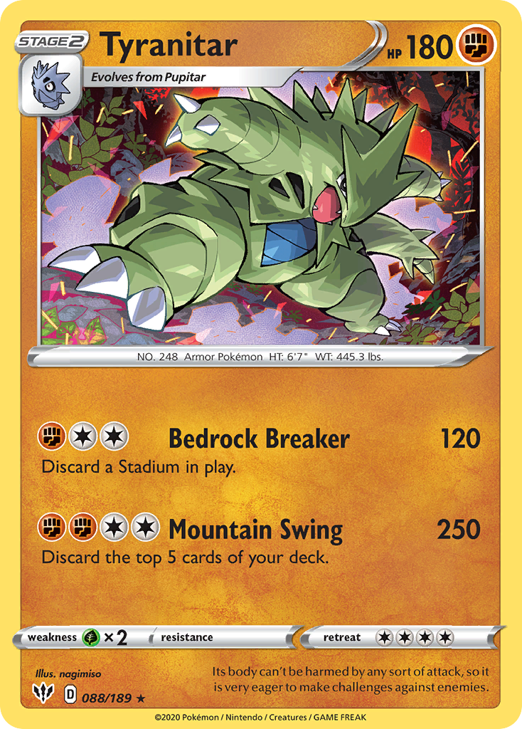 Tyranitar (088/189) [Sword & Shield: Darkness Ablaze] | Silver Goblin