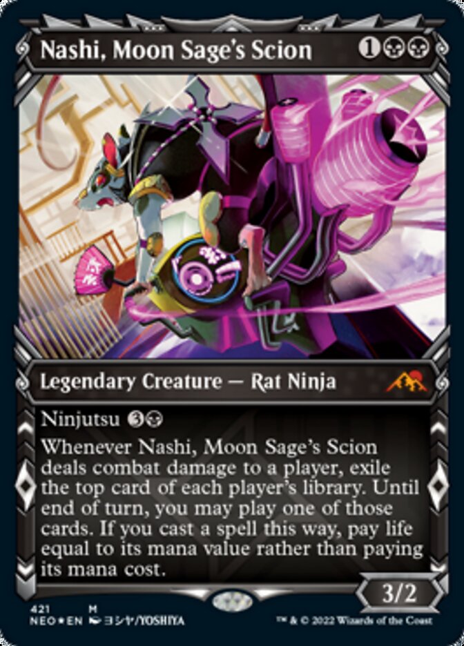 Nashi, Moon Sage's Scion (Showcase) (Foil Etched) [Kamigawa: Neon Dynasty] | Silver Goblin