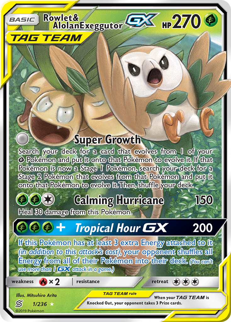 Rowlet & Alolan Exeggutor GX (1/236) [Sun & Moon: Unified Minds] | Silver Goblin