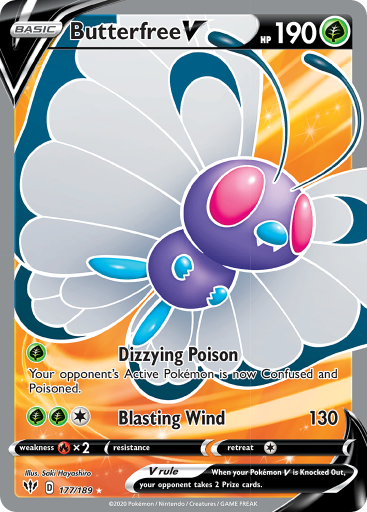 Butterfree V (177/189) [Sword & Shield: Darkness Ablaze] | Silver Goblin