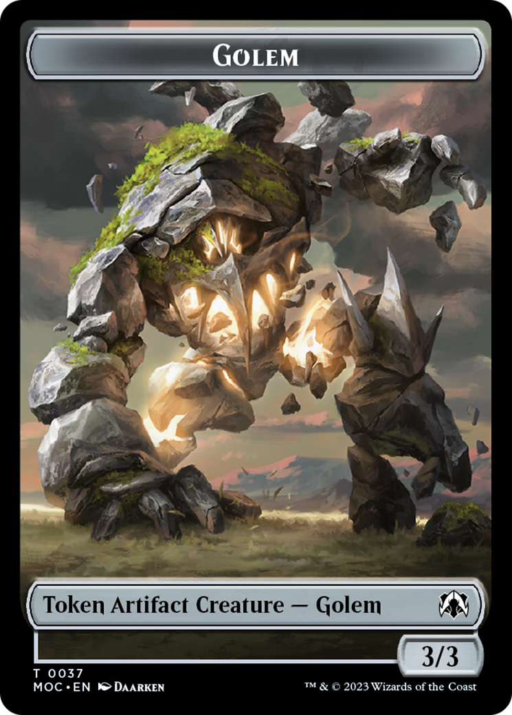 Golem // Clue Double-Sided Token [March of the Machine Commander Tokens] | Silver Goblin