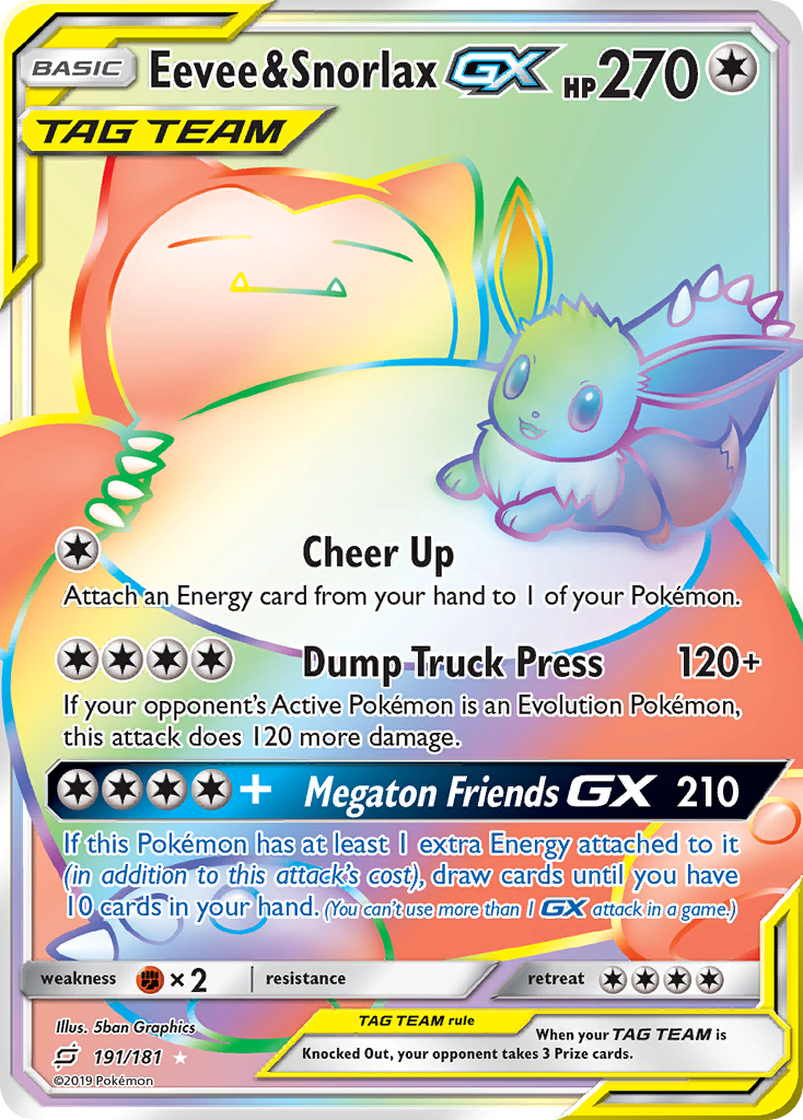 Eevee & Snorlax GX (191/181) [Sun & Moon: Team Up] | Silver Goblin