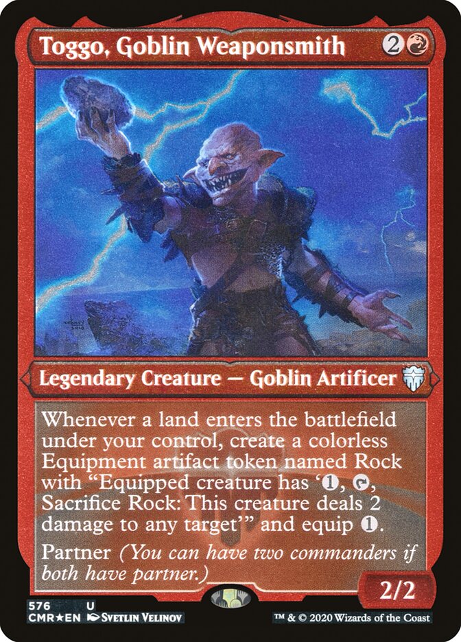 Toggo, Goblin Weaponsmith (Etched) [Commander Legends] | Silver Goblin