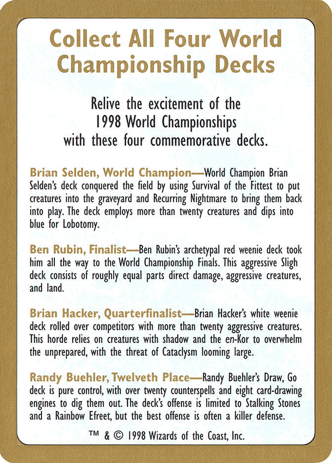1998 World Championships Ad [World Championship Decks 1998] | Silver Goblin