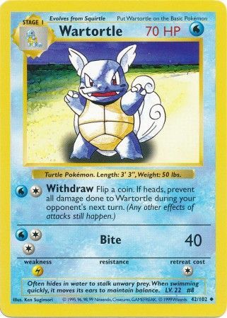 Wartortle (42/102) [Base Set Shadowless Unlimited] | Silver Goblin