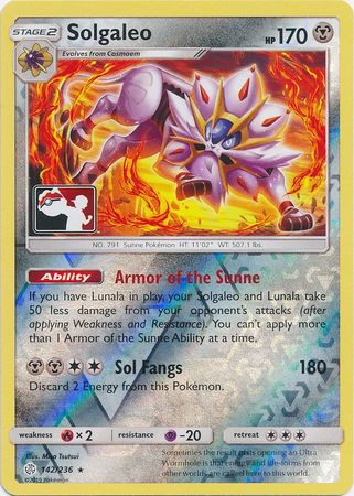 Solgaleo (142/236) (Pokemon Club Special Print) [Sun & Moon: Cosmic Eclipse] | Silver Goblin