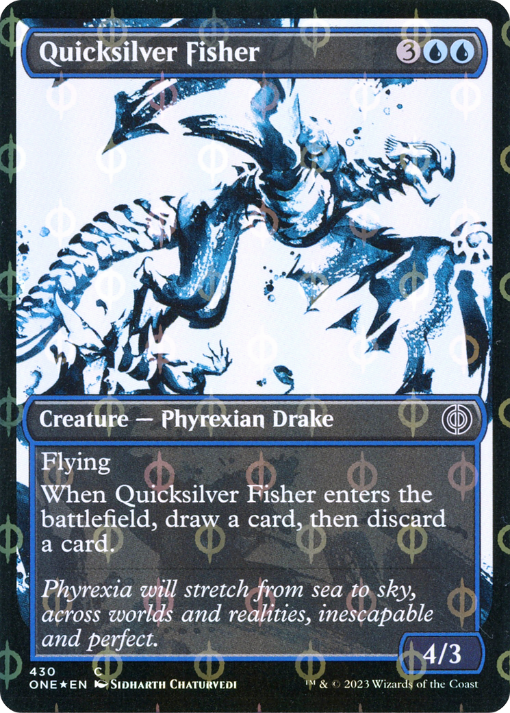 Quicksilver Fisher (Showcase Ichor Step-and-Compleat Foil) [Phyrexia: All Will Be One] | Silver Goblin