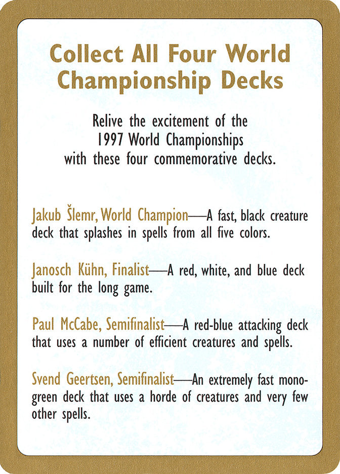 1997 World Championships Ad [World Championship Decks 1997] | Silver Goblin