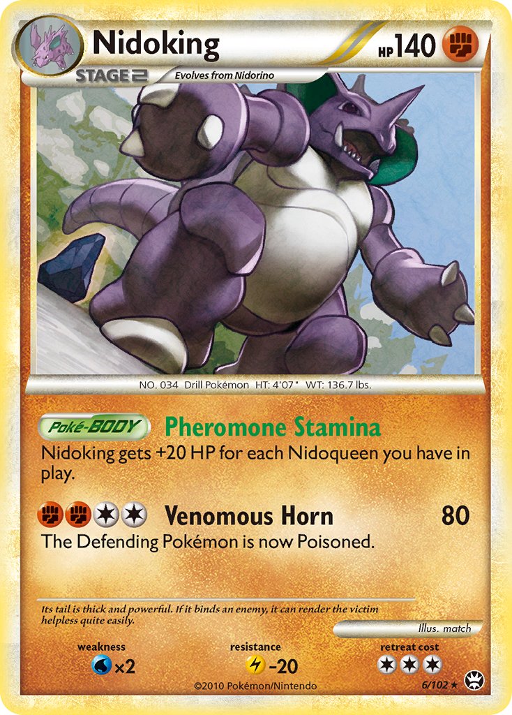 Nidoking (6/102) (Cracked Ice Holo) (Theme Deck Exclusive) [HeartGold & SoulSilver: Triumphant] | Silver Goblin