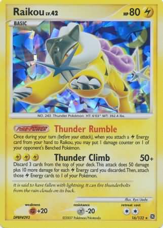 Raikou (16/132) (Cracked Ice Holo) [Diamond & Pearl: Secret Wonders] | Silver Goblin