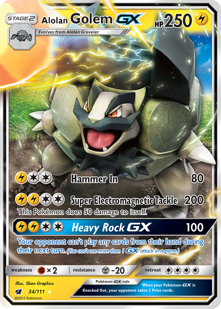 Alolan Golem GX (34/111) [Sun & Moon: Crimson Invasion] | Silver Goblin