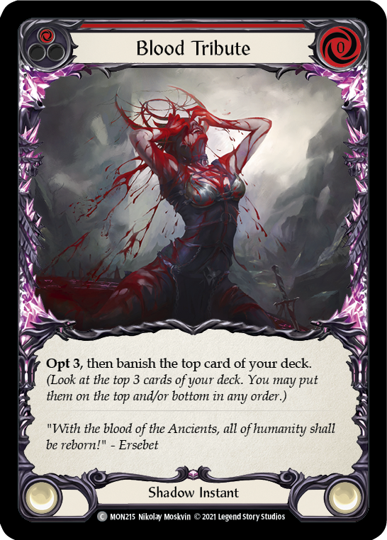 Blood Tribute (Red) [MON215-RF] (Monarch)  1st Edition Rainbow Foil | Silver Goblin