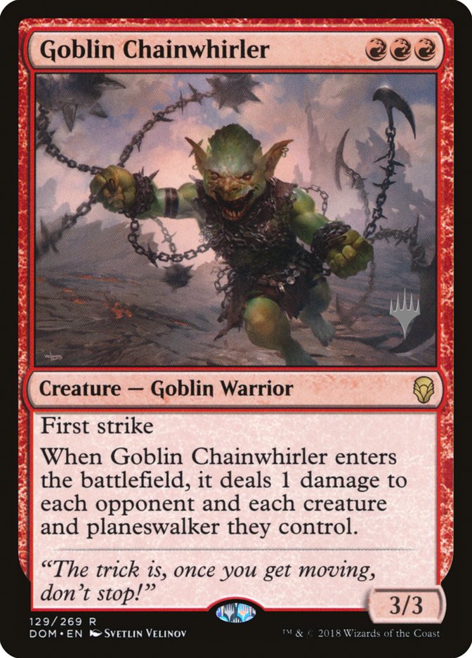 Goblin Chainwhirler (Promo Pack) [Dominaria Promos] | Silver Goblin
