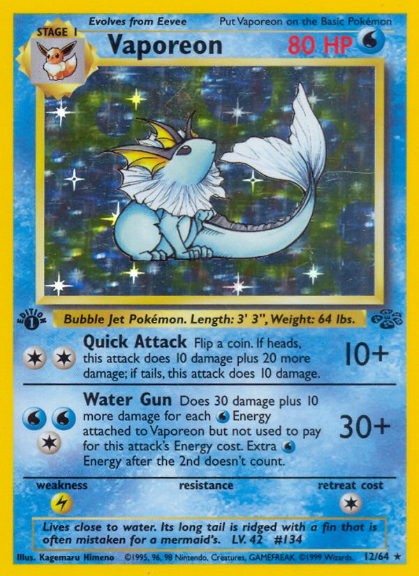 Vaporeon (12/64) [Jungle 1st Edition] | Silver Goblin