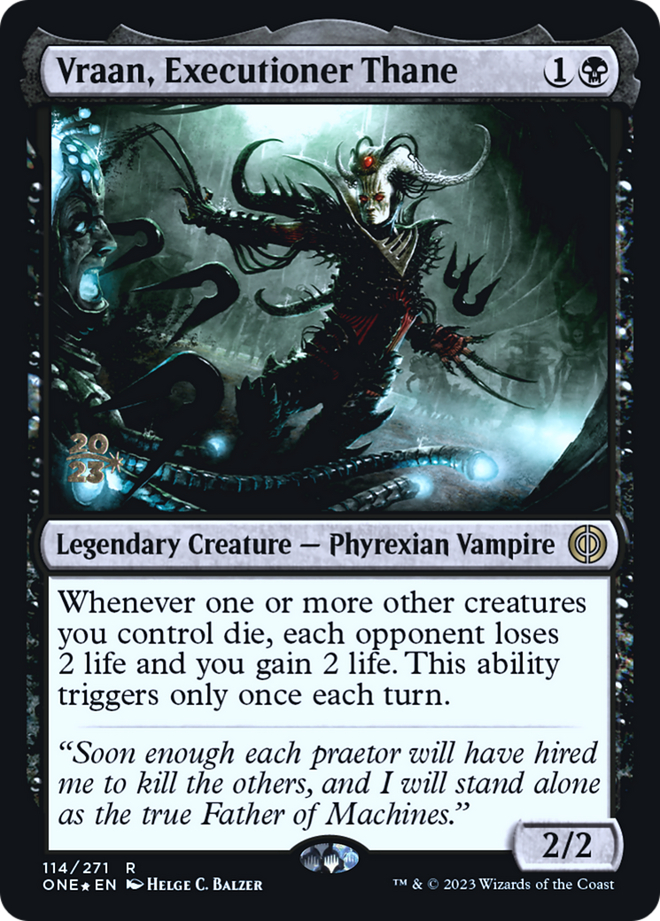 Vraan, Executioner Thane [Phyrexia: All Will Be One Prerelease Promos] | Silver Goblin