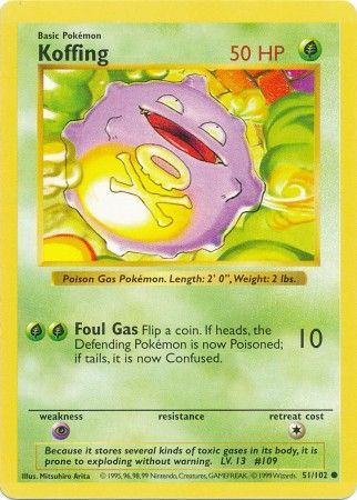 Koffing (51/102) [Base Set Shadowless Unlimited] | Silver Goblin