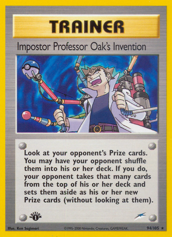 Impostor Professor Oak's Invention (94/105) [Neo Destiny 1st Edition] | Silver Goblin